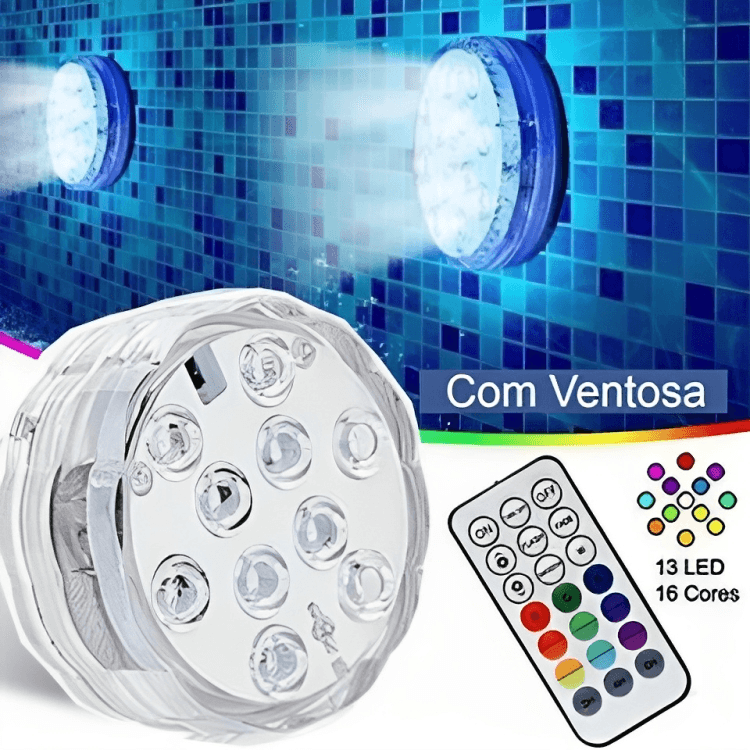 Kit Luminárias de Piscina RGB - Sem Fio Com Controle Remoto - Harmiza